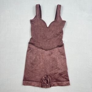 POPFLEX Hey Shorty Seamless Shortsie Romper French Roast Mineral Wash Women's XS